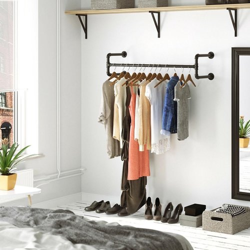 Clothes Rack - Metal - Wall Mounted - 7 x 110 x 30 cm