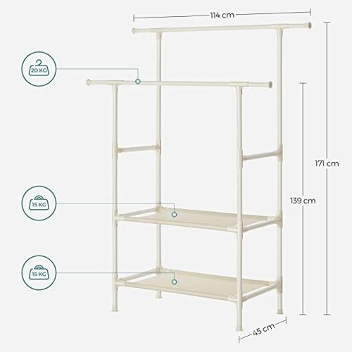 Parya Home - Kledingrek - Belastbaar tot 70 kg - wit