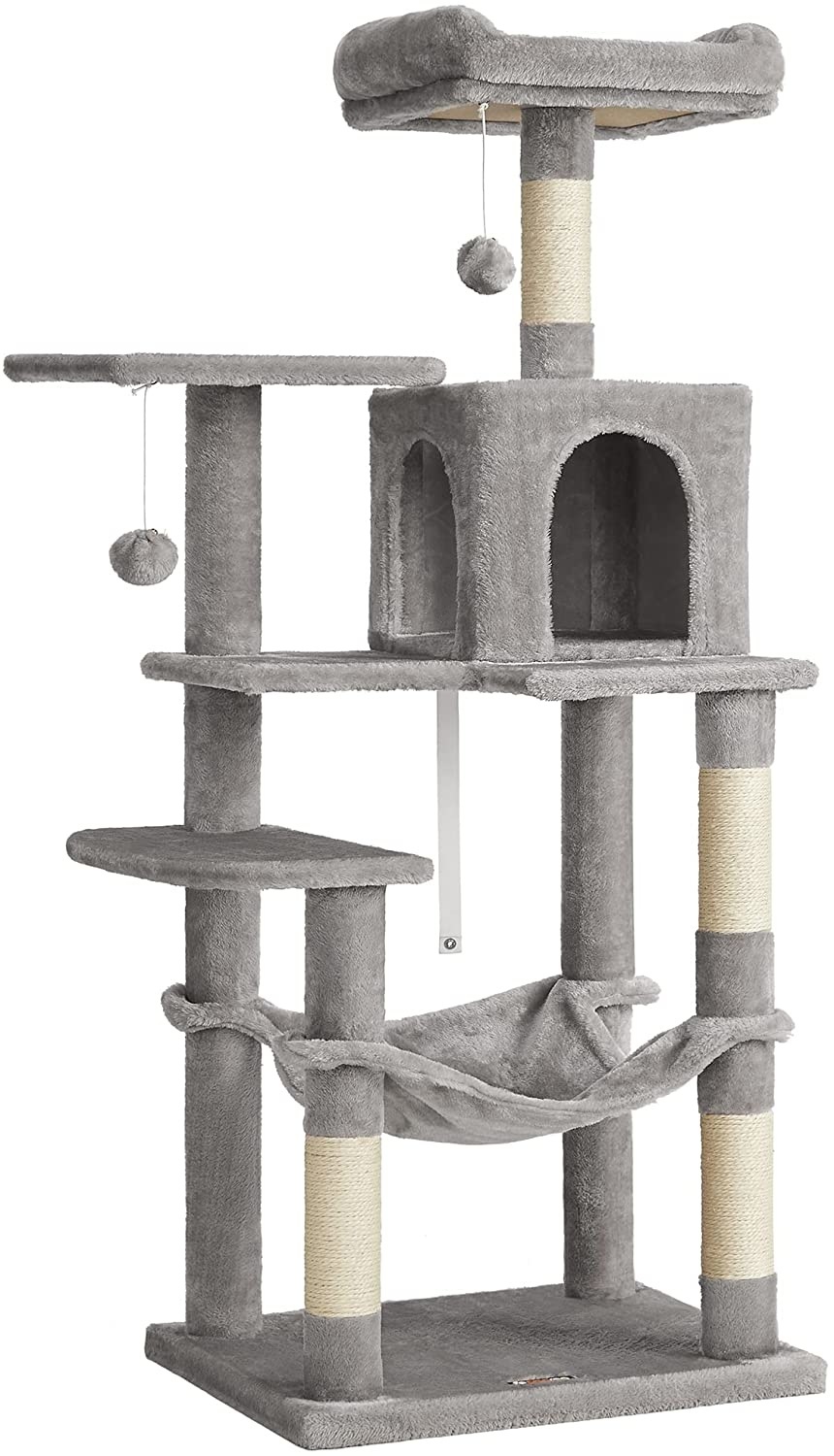 FEANDREA - cat tree - 143 cm - stable cat tree with cat house - light