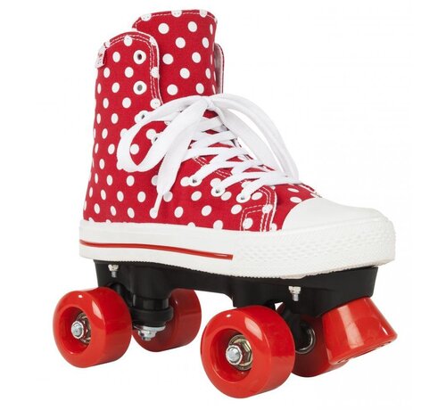 ROOKIE ROLLERSKATES ROOKIE CANVAS HIGH ROOD/WITTE ROLSCHAATSEN