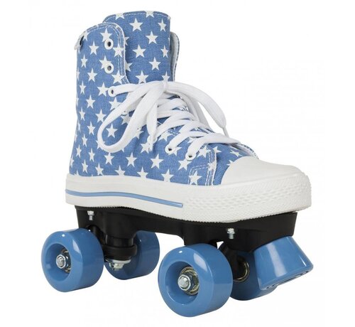 ROOKIE ROLLERSKATES ROOKIE CANVAS HIGH BLAUW/WITTE ROLSCHAATSEN