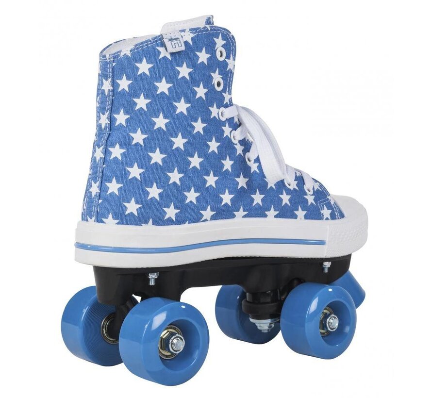 ROOKIE CANVAS HIGH BLAUW/WITTE ROLSCHAATSEN