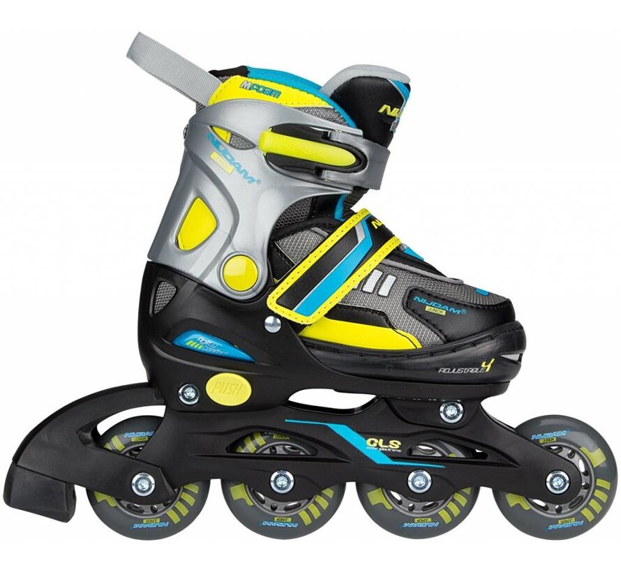 NIJDAM VERSTELBARE INLINE SKATES, ZWART/GEEL