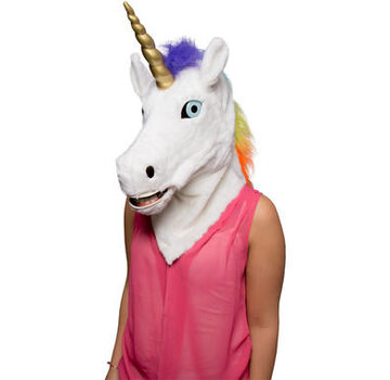 HALLOWEEN EENHOORN MASKER MET BEWEGENDE MOND