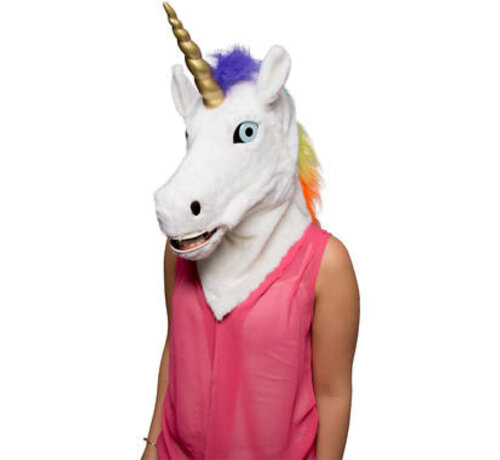 HALLOWEEN EENHOORN MASKER MET BEWEGENDE MOND