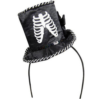 HALLOWEEN ZWARTE TIARA MET SKELET HOEDJE