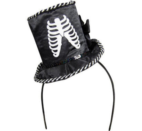 HALLOWEEN ZWARTE TIARA MET SKELET HOEDJE