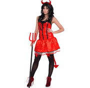 HALLOWEEN RODE DUIVEL JURK DAMES S-M
