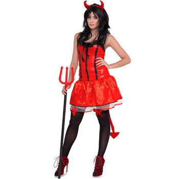 HALLOWEEN RODE DUIVEL JURK DAMES S-M
