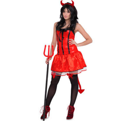 HALLOWEEN RODE DUIVEL JURK DAMES L-XL