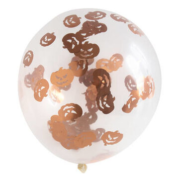 HALLOWEEN BALLONNEN MET POMPOEN CONFETTI 30CM - 4 STUKS