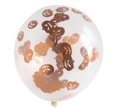 HALLOWEEN BALLONNEN MET POMPOEN CONFETTI 30CM - 4 STUKS
