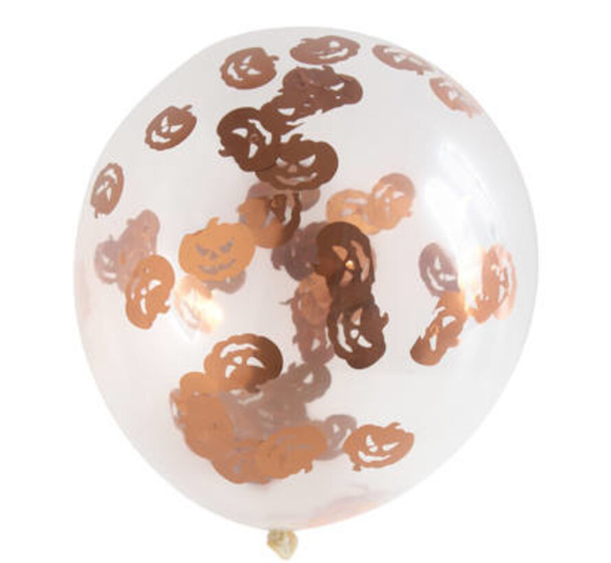 BALLONNEN MET POMPOEN CONFETTI 30CM - 4 STUKS