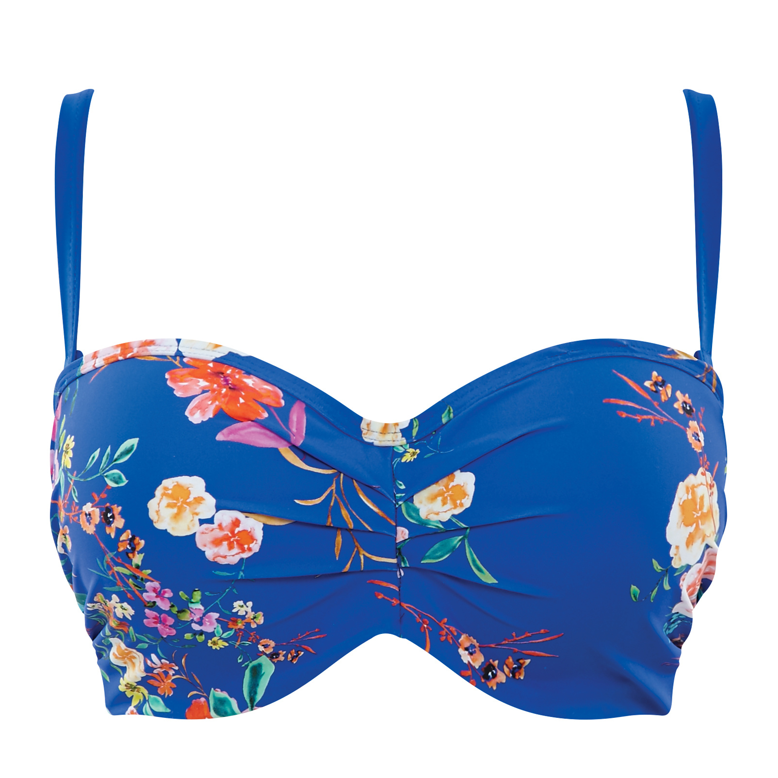 Panache Swim Bikni Top Bandeau Florentine Cobalt Floral SW1053 - Talio