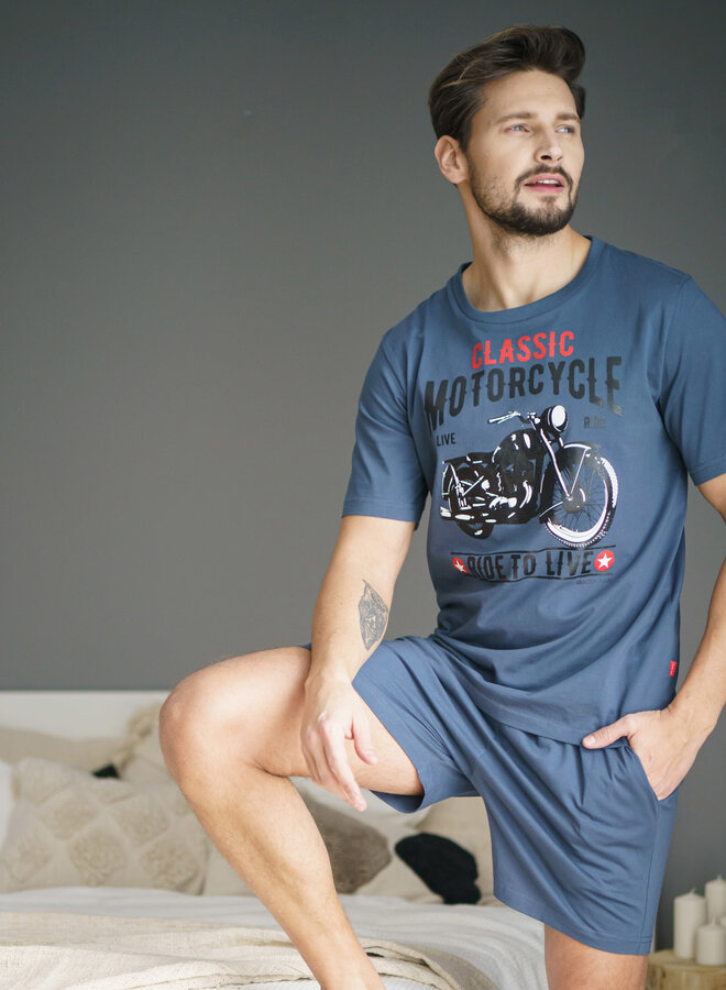 Pyjama voor heren Motorcycle Deep Blue PMB.9954