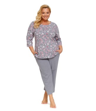 Doctor Nap Pyjama Plus Size Bloemen Grey PM.5281