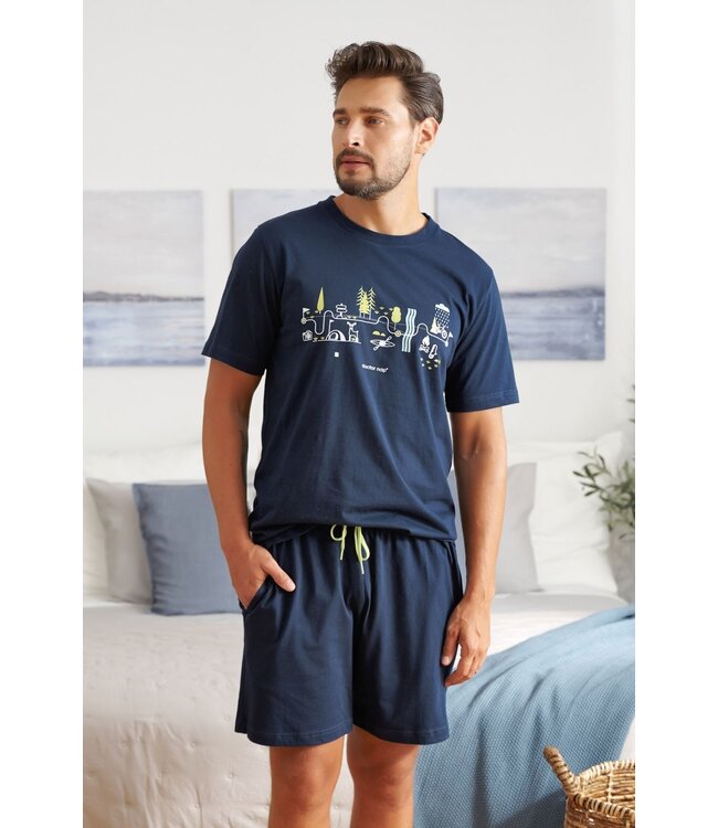 Doctor Nap Pyjama voor heren Outdoor Navy Blue PMB.5355