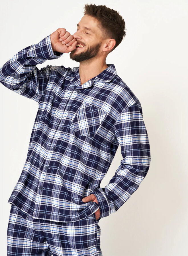 Pyjama voor heren Flanel Blauw MNS 411