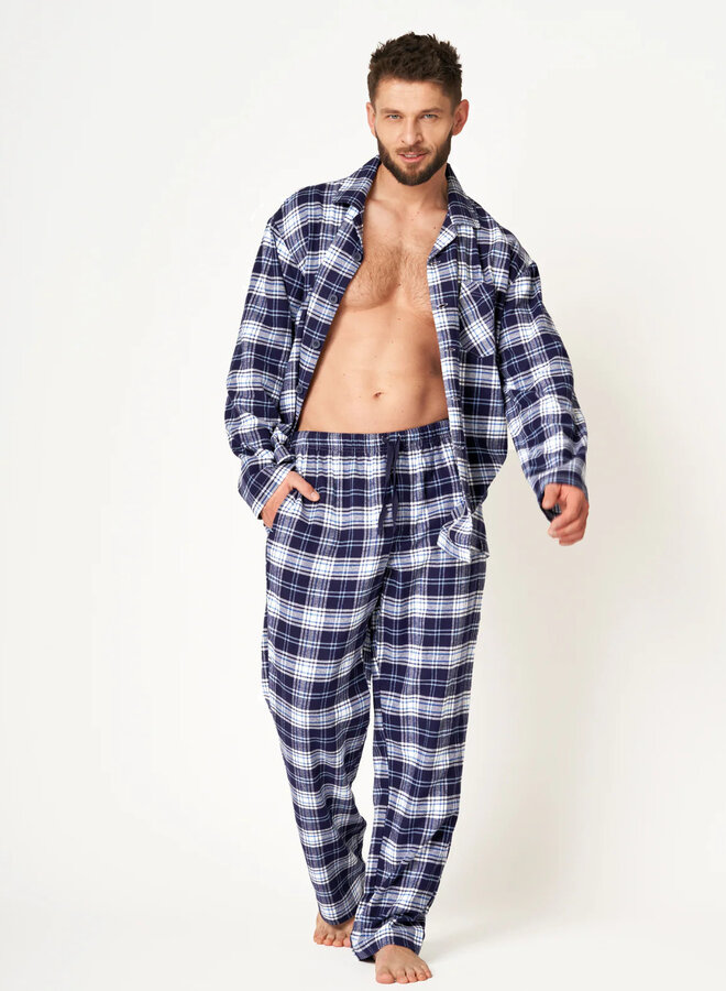 Pyjama voor heren Flanel Blauw MNS 411