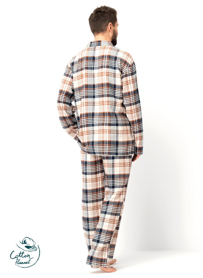 Pyjama voor heren Flanel Beige/Bruin MNS 443