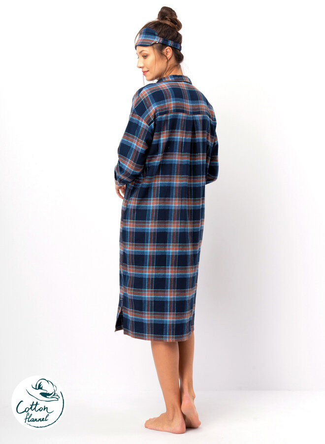 Nachthemd Flanel Blauw LND 431