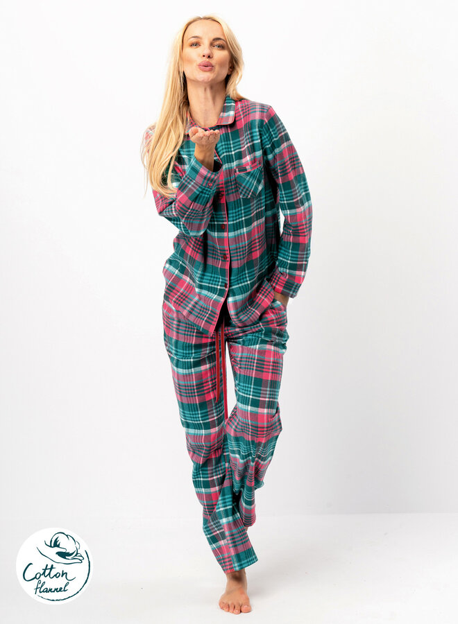 Pyjama Flanel Roze/Groen LNS 419