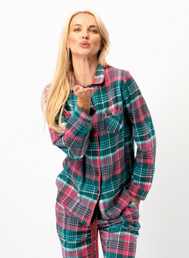 Pyjama Flanel Roze/Groen LNS 419