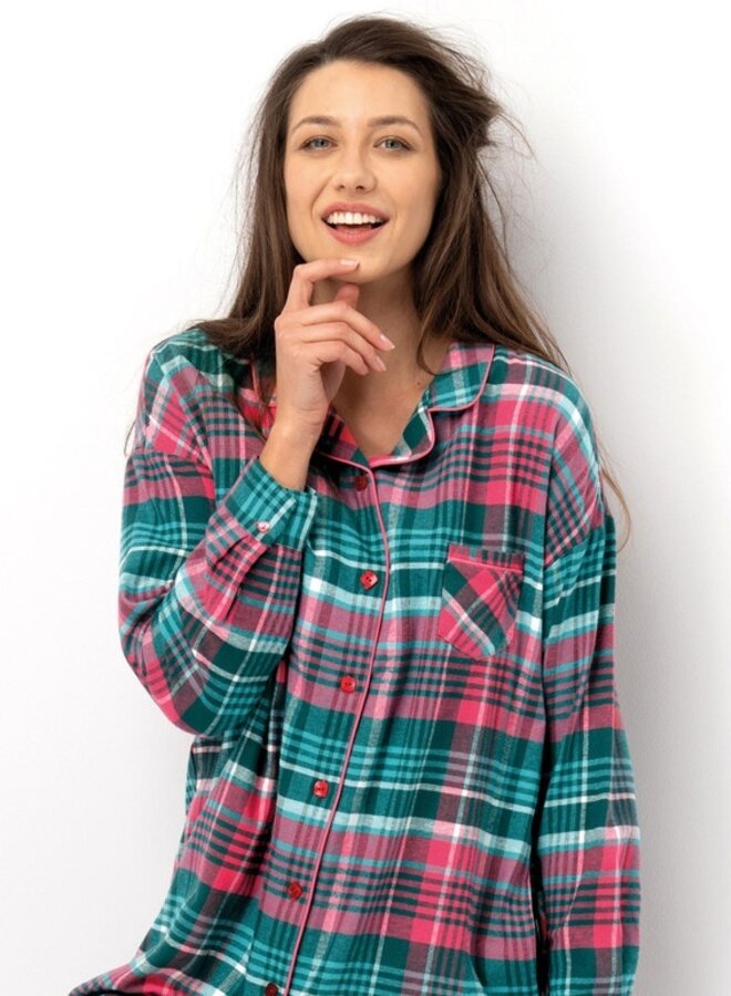 Nachthemd Flanel Roze/Groen LND 419