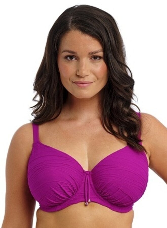 Bikini Top Beach Waves Gathered Bright Fuchsia FS502201