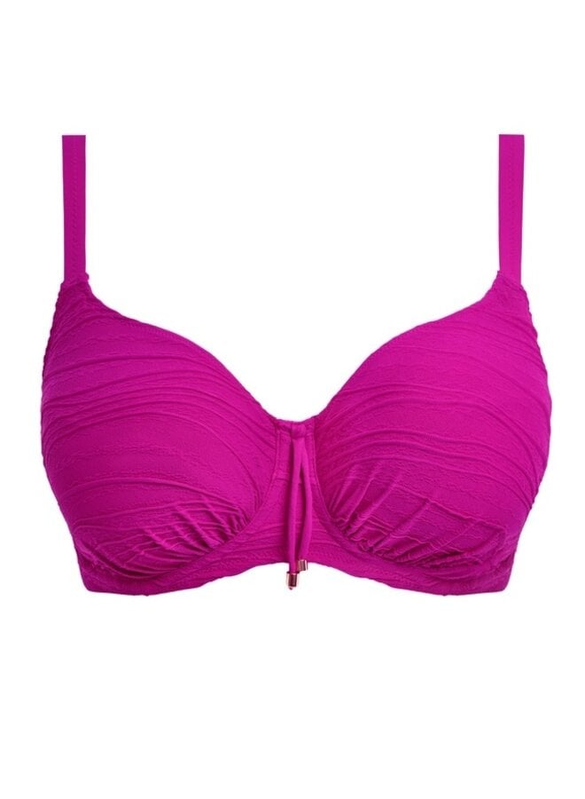 Bikini Top Beach Waves Gathered Bright Fuchsia FS502201