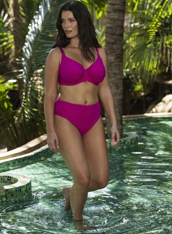 Bikini Top Beach Waves Gathered Bright Fuchsia FS502201