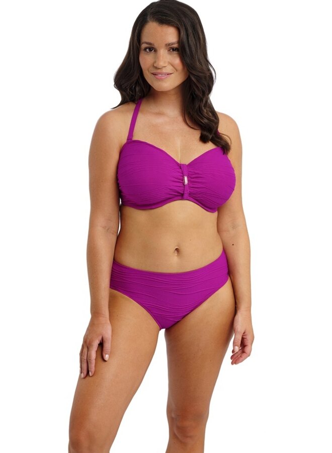 Bikini Slip Beach Waves Mid-Rise Bright Fuchsia FS502272