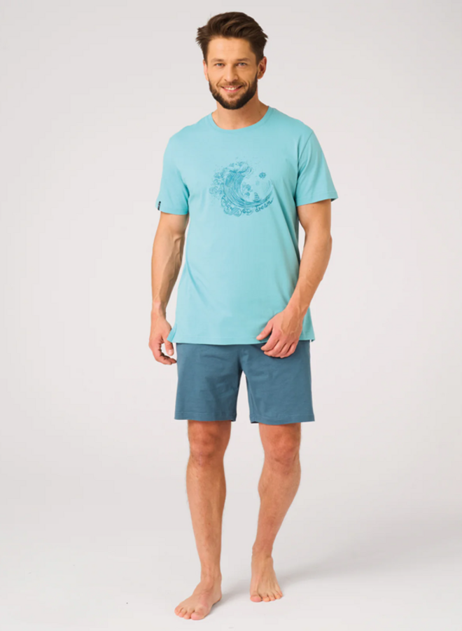 Pyjama voor heren Katoen Turquoise/Petrol MNS 738