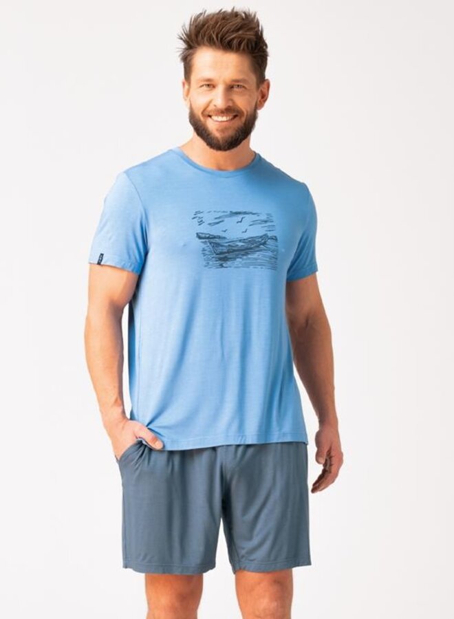 Pyjama voor heren Bamboo Blauw/Grijs MNS 737