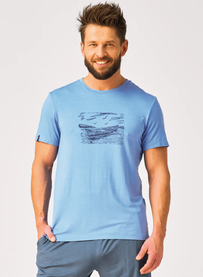 Pyjama voor heren Bamboo Blauw/Grijs MNS 737