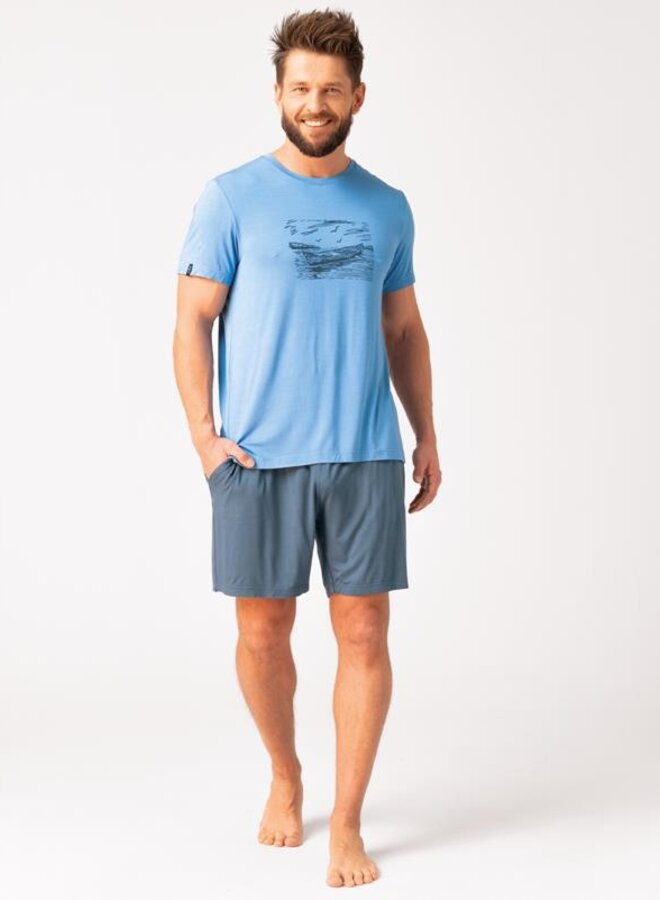Pyjama voor heren Bamboo Blauw/Grijs MNS 737
