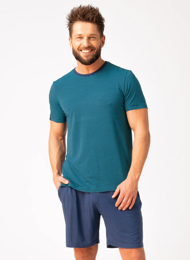 Pyjama voor heren Bamboo Turquoise/Blauw MNS 320