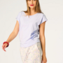 Pyjama Katoen Paars/Ecru LNS 986