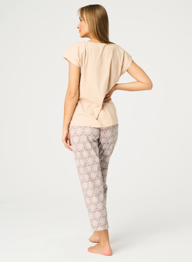 Pyjama Katoen Beige/Bruin LNS 735