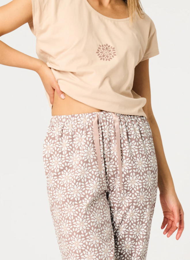 Pyjama Katoen Beige/Bruin LNS 735