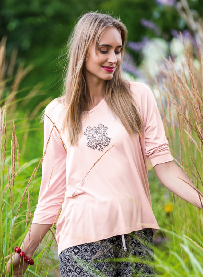 Pyjama Viscose Perzik/Bruin LNS 731