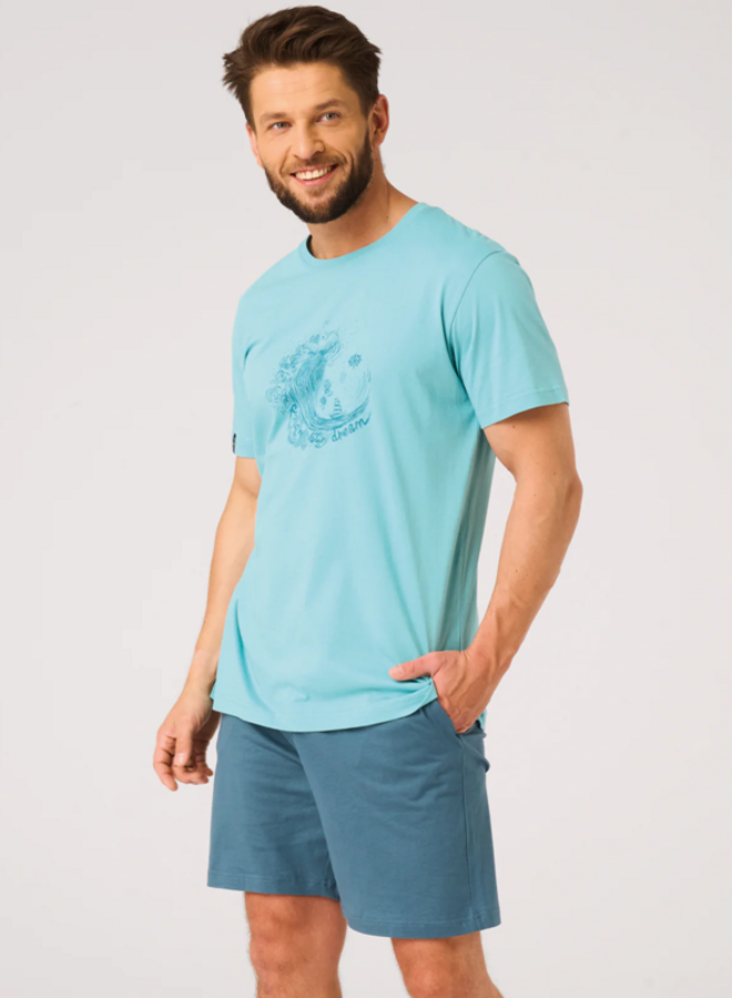 Pyjama voor heren Katoen Turquoise/Petrol MNS 738