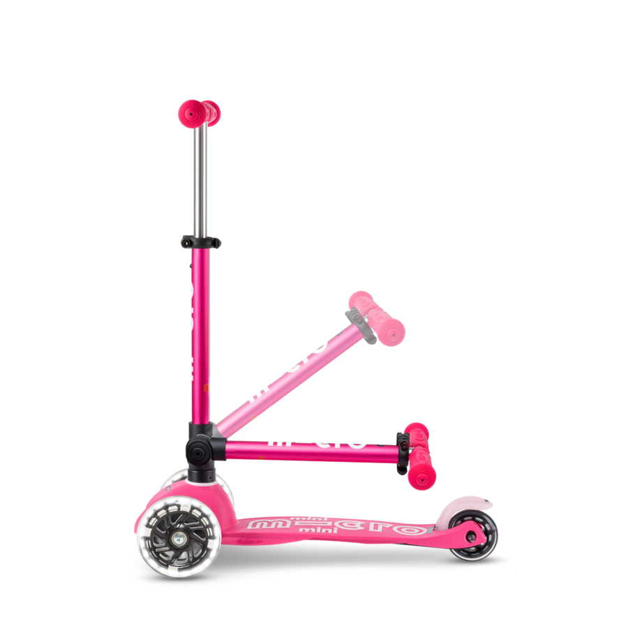 Mini Micro scooter Deluxe foldable LED - 3-wheel children's scooter - Pink