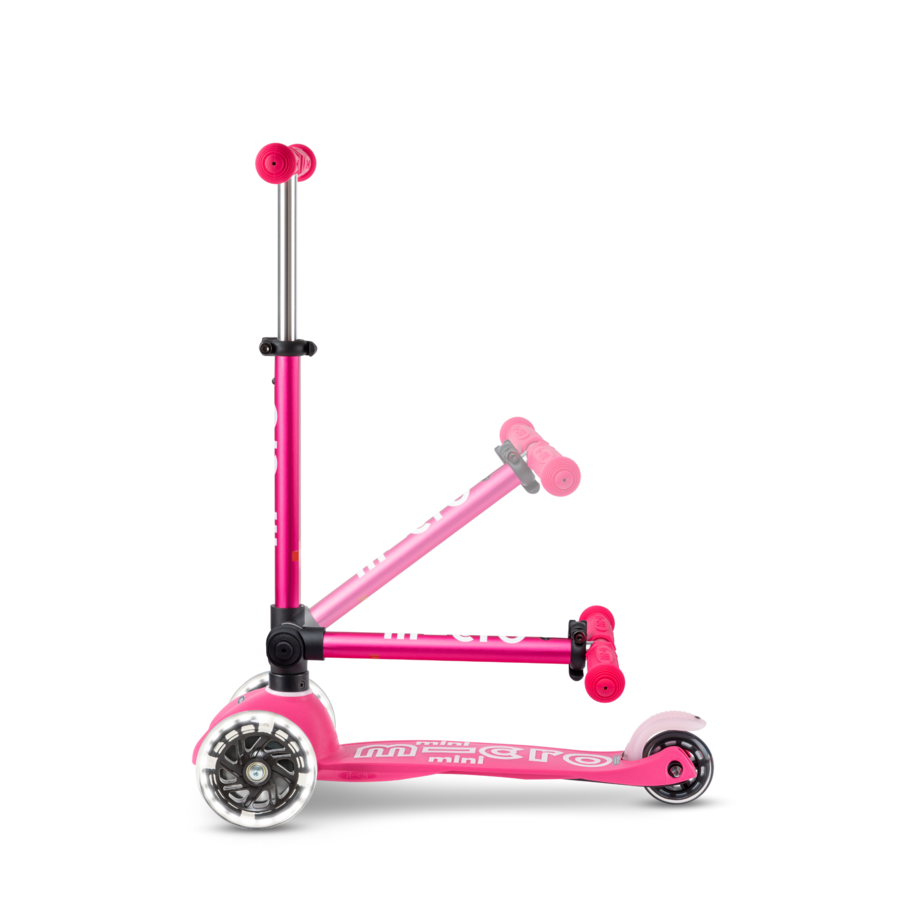 Mini Micro step Deluxe inklapbaar LED - 3-wiel kinderstep - Roze