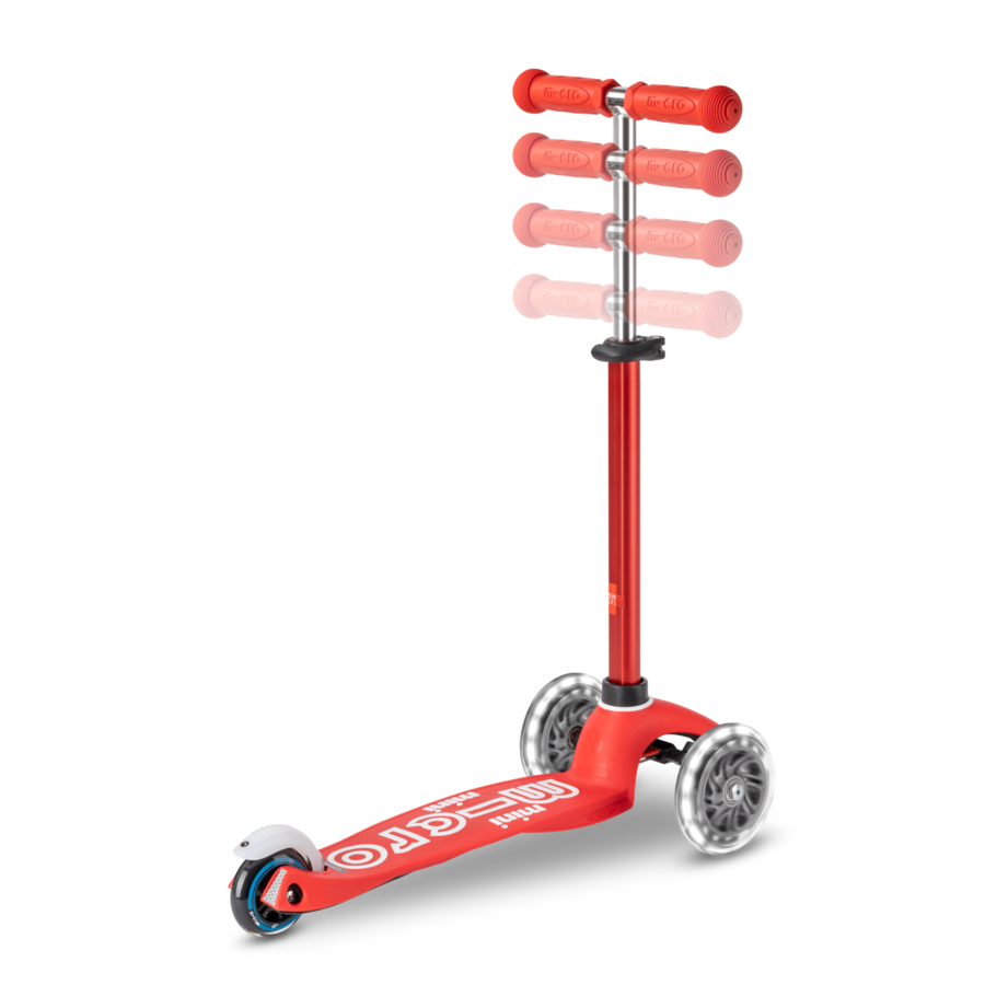 Mini Micro scooter Deluxe LED - 3-wheel children's scooter - Red