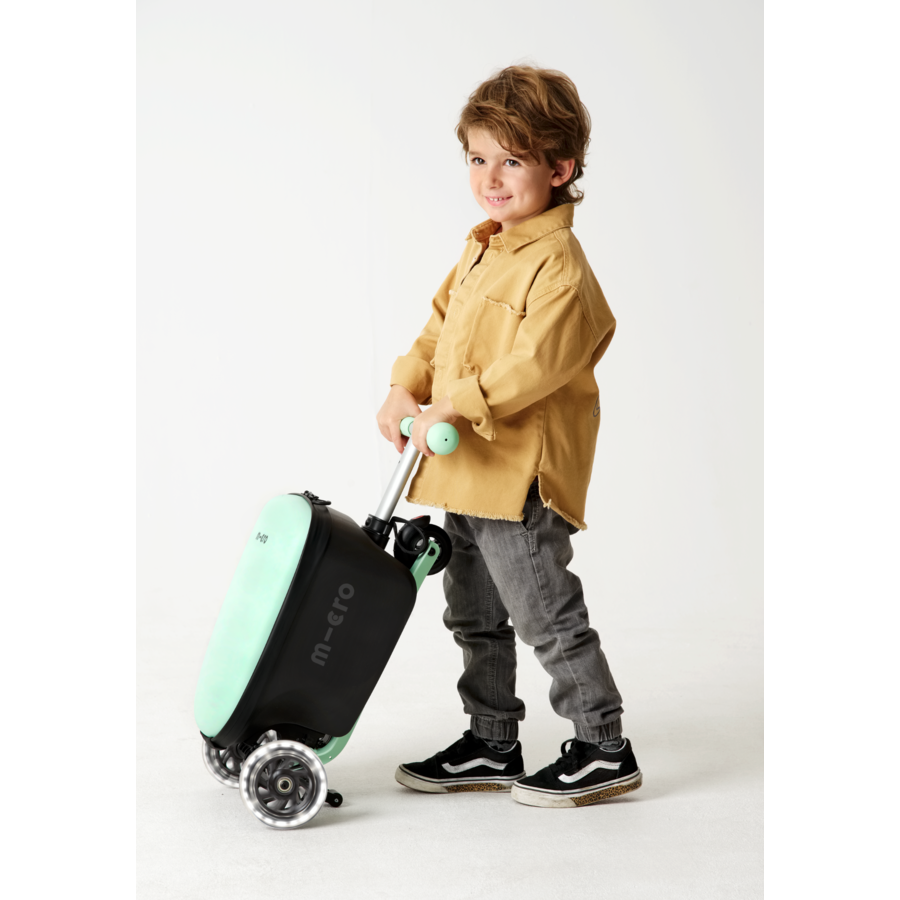Micro Step Luggage Junior LED - 3-wiel kinderstepkoffer - Mint