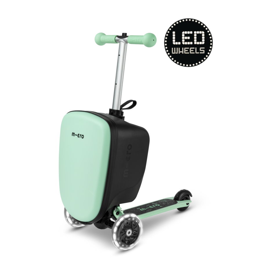 Micro Step Luggage Junior LED - 3-wiel kinderstepkoffer - Mint