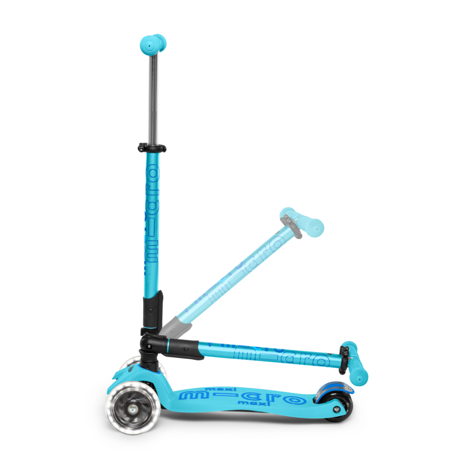 Maxi Micro scooter Deluxe foldable LED - 3-wheel children's scooter - Blue