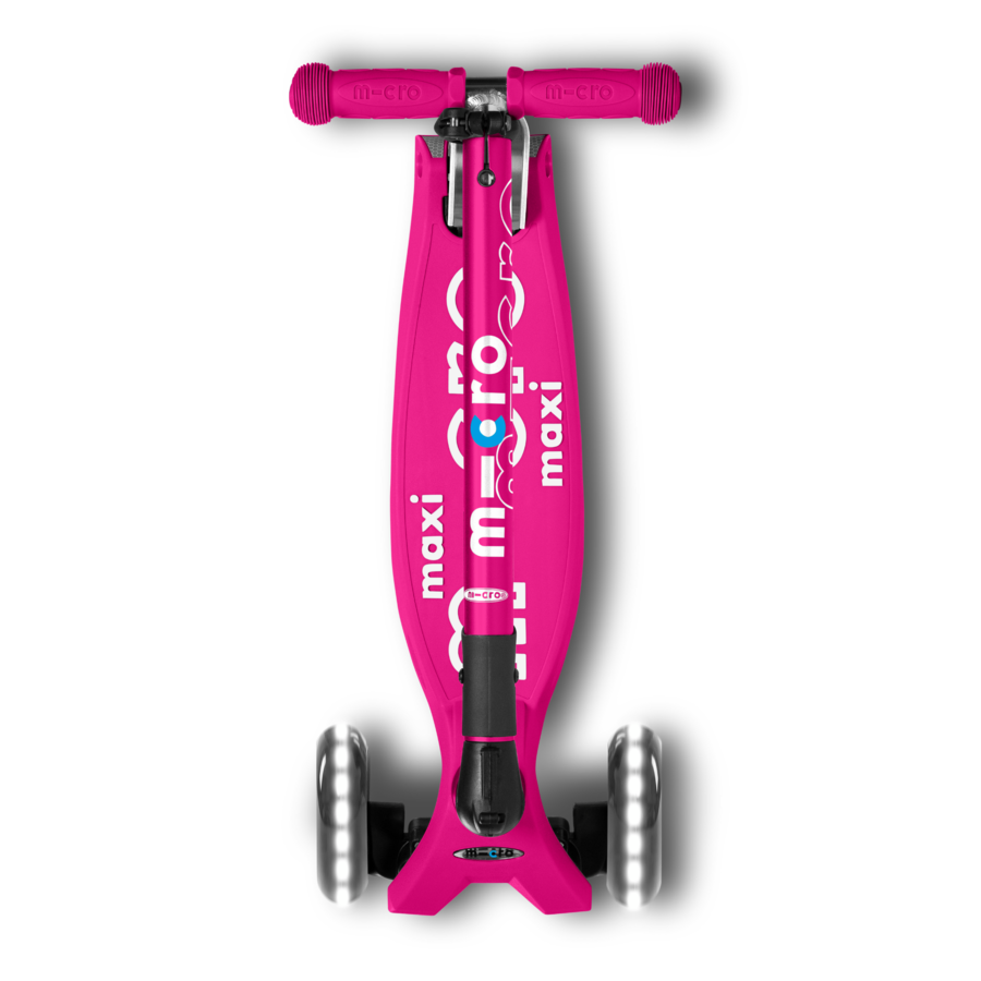 Maxi Micro scooter Deluxe foldable LED - 3-wheel children's scooter - Neon Pink