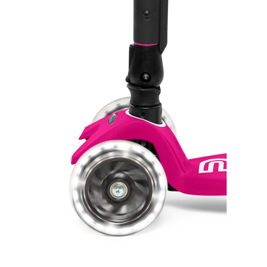 Maxi Micro scooter Deluxe foldable LED - 3-wheel children's scooter - Neon Pink